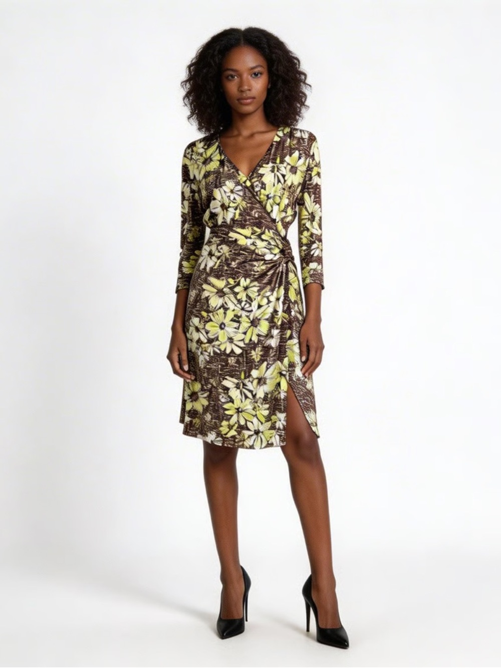 PENDLETON | Green Floral Faux Wrap Dress Sz S